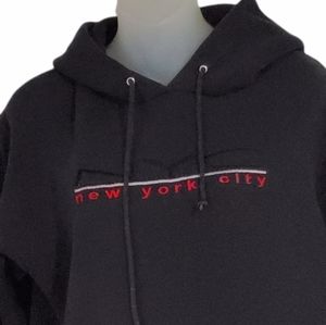 Fruit of the Loom Mens Hoodie Sweat Shirt New York City Black & Red